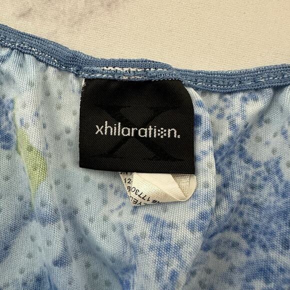 Xhilaration Womens Vintage Y2k Slip Skirt Size M Blue Green Floral Side Slit - Picture 6 of 11